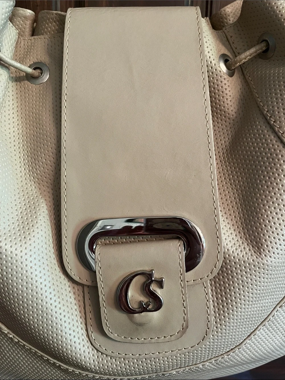 Carmen Steffens Leather Tassel Beige Hobo Purse
